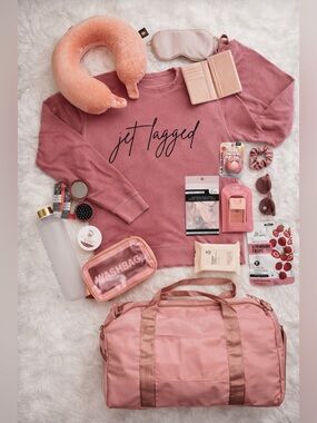 Dusty Pink Lover Girl Travel Bundle | Cozy Airport Fit + Self Care Set | Size S